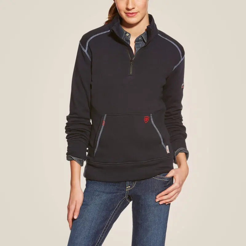 ARIAT - WMS FR POLARTEC - 1/4 Zip Fleece - Navy Becker Safety and Supply