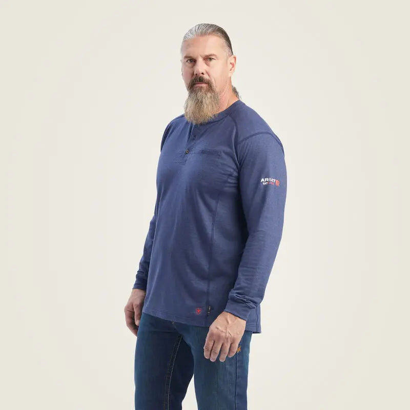ARIAT - FR Air Service T-Shirt, Navy Heather Becker Safety and Supply