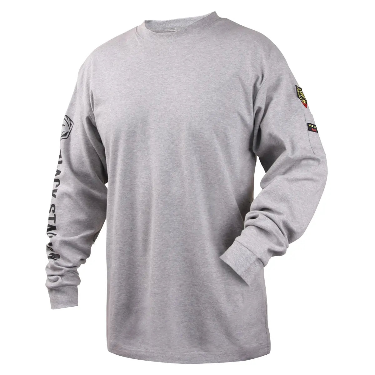 BLACK STALLION - 7 oz. FR Cotton Knit Long-Sleeve T-Shirt, Gray Becker Safety and Supply