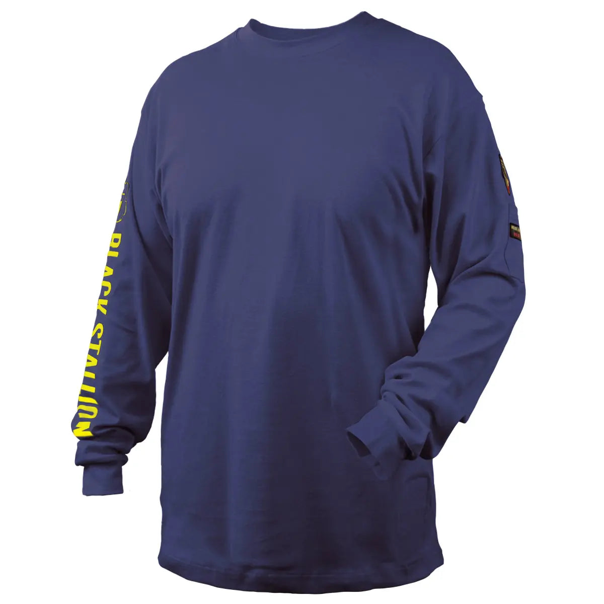 BLACK STALLION - 7 oz. FR Cotton Knit Long-Sleeve T-Shirt, Gray Becker Safety and Supply