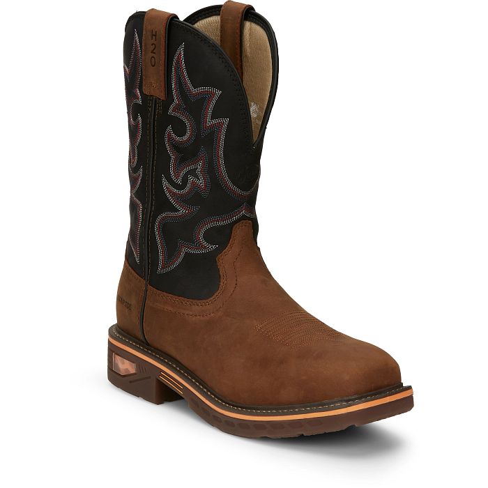 JUSTIN BOOTS-RESISTOR 11" WATERPROOF NANO COMPOSITE TOE WORK BOOT-10.5D - Becker Safety and Supply