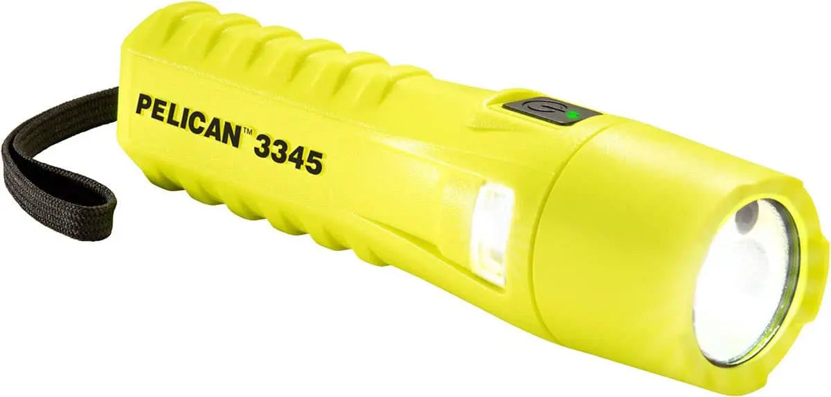 PELICAN - 280 lumen Flashlight, Battery Level Indication, Safety Certified, Class I, II, III, Division 1/IECEx ia, Integrated Clip,
3 AA Alkaline Batteries (not included) - Becker Safety and Supply