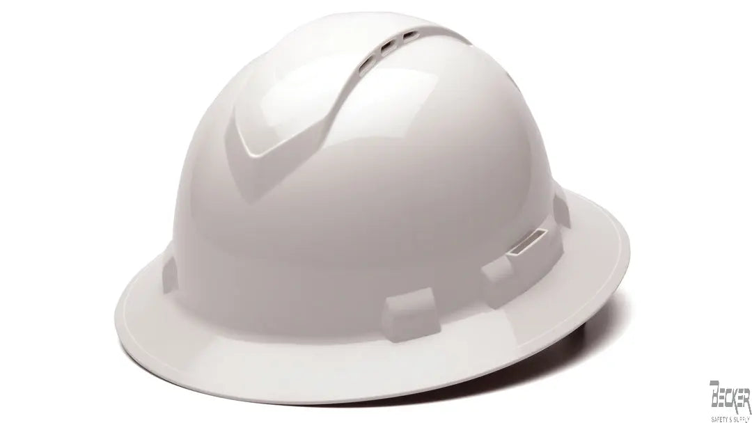 PYRAMEX - White Full Brim Hard Hat, CIVITAS Logo Becker Safety and Supply