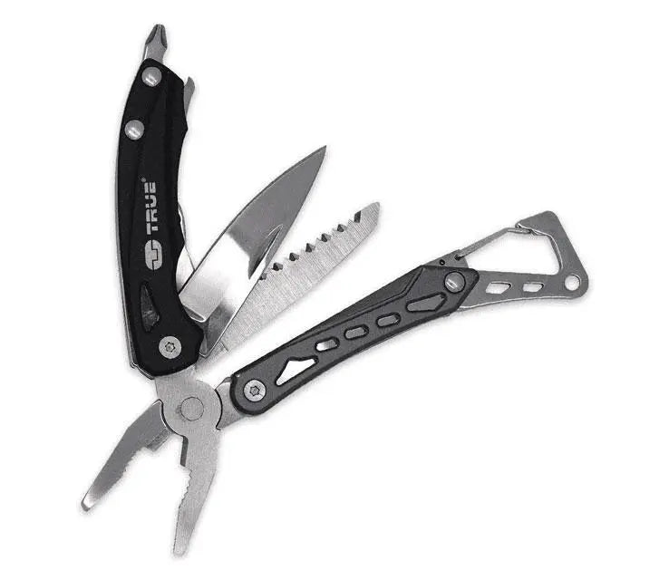 TREU UTILITY - SEVEN Multi-Tool - Knife, Pliers, Saw, Wire Cutters, Phillips Screwdriver, Bottle Opener, Quick Release Clip - Anodized Aircraft-Grade Aluminum - 3.26"L x 1.14"W x .43"D - Becker Safety and Supply