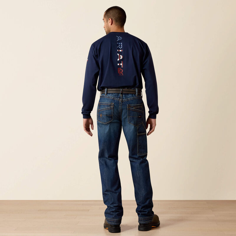 ARIAT - Mens FR M4 Workhorse - Carpentar Style - Bootcut - Low Rise Jeans - Flint Wash - Becker Safety and Supply