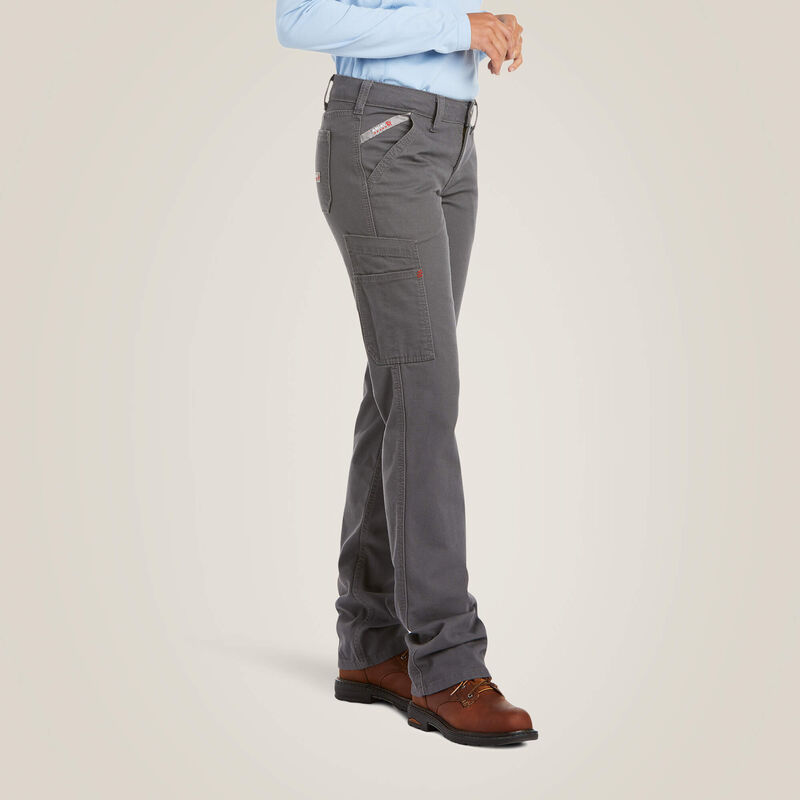 ARIAT - Women's, FR Stretch DuraLight Canvas Stackable Straight Leg Pant, Grey - Becker Safety and Supply