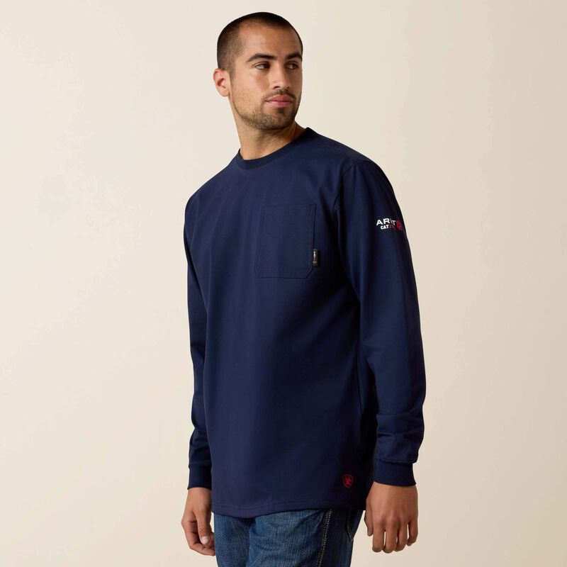 ARIAT - FR Stretch Logo T-Shirt, NAVY/USA