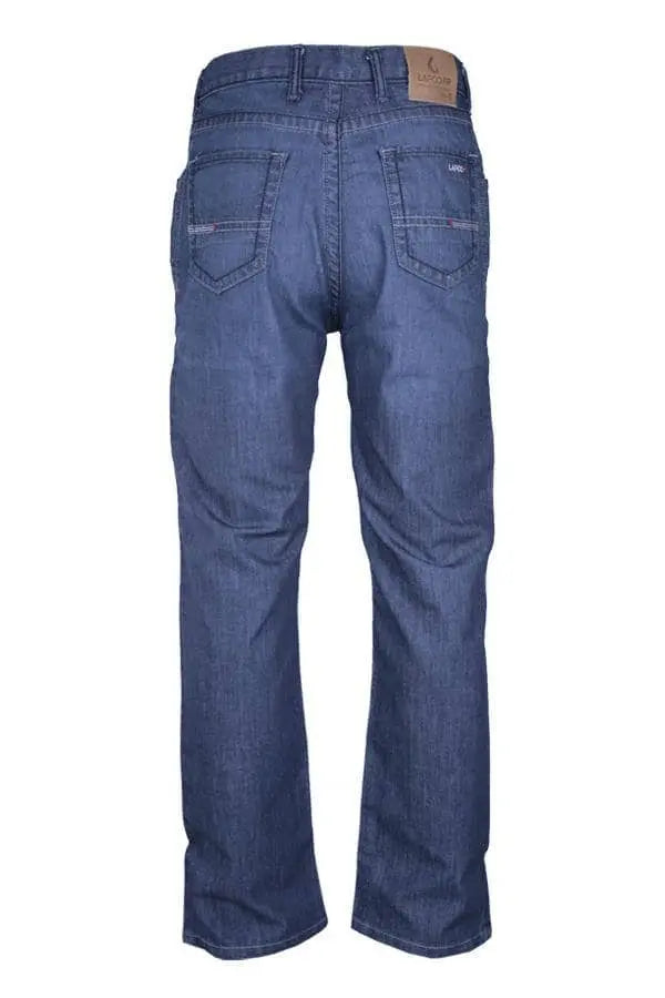 LAPCO - 11oz. FR Comfort Flex Jeans 3/1 Twill Weave Denim 69% Cotton - 30% Modacrylic - 1% Elastane - 34X38 - Becker Safety and Supply