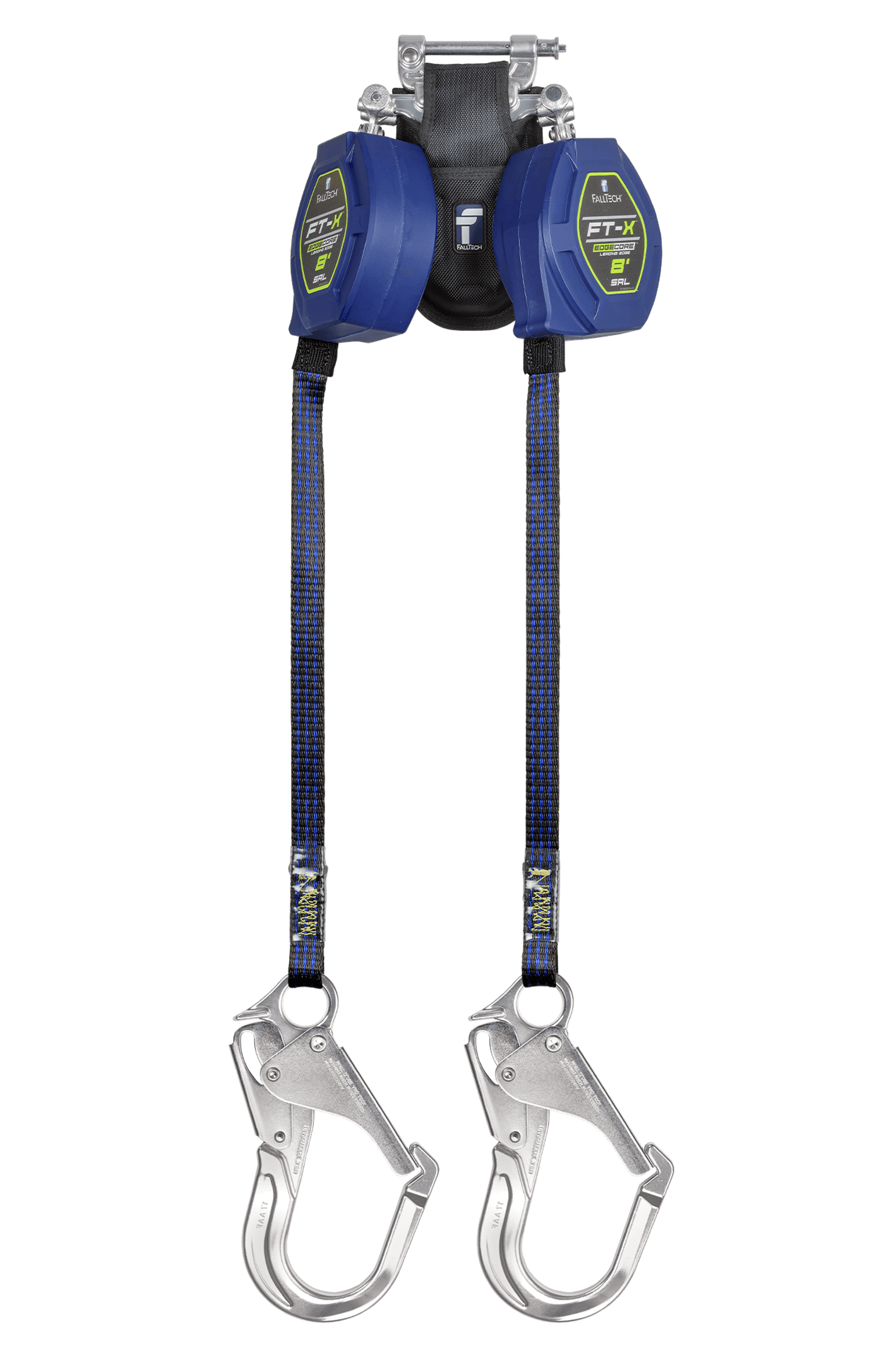 FallTech - 8 FT-X EdgeCore Class 2 Leading Edge Personal SRL Twin-leg with Steel Mini Rebar Hooks - Becker Safety and Supply