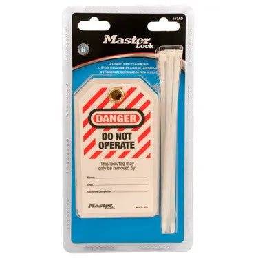 MASTER LOCK - Heavy Duty - Do Not Operate Tags for Lockout - 5-3/4" X 3-1/8" - (12) Tags & (12) Ties  Becker Safety and Supply