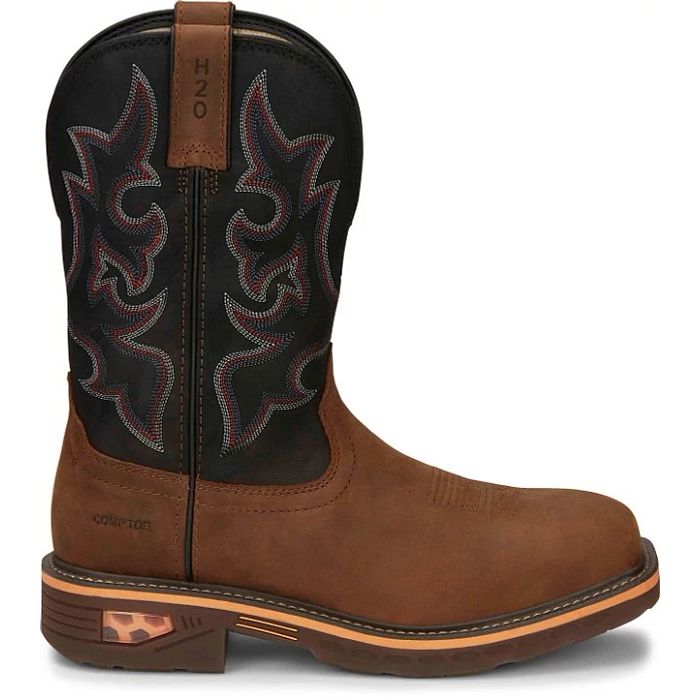JUSTIN BOOTS-RESISTOR 11" WATERPROOF NANO COMPOSITE TOE WORK BOOT-10.5D - Becker Safety and Supply