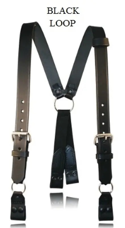 Boston Leather Firefighter Suspenders, Black w/Loop Snap